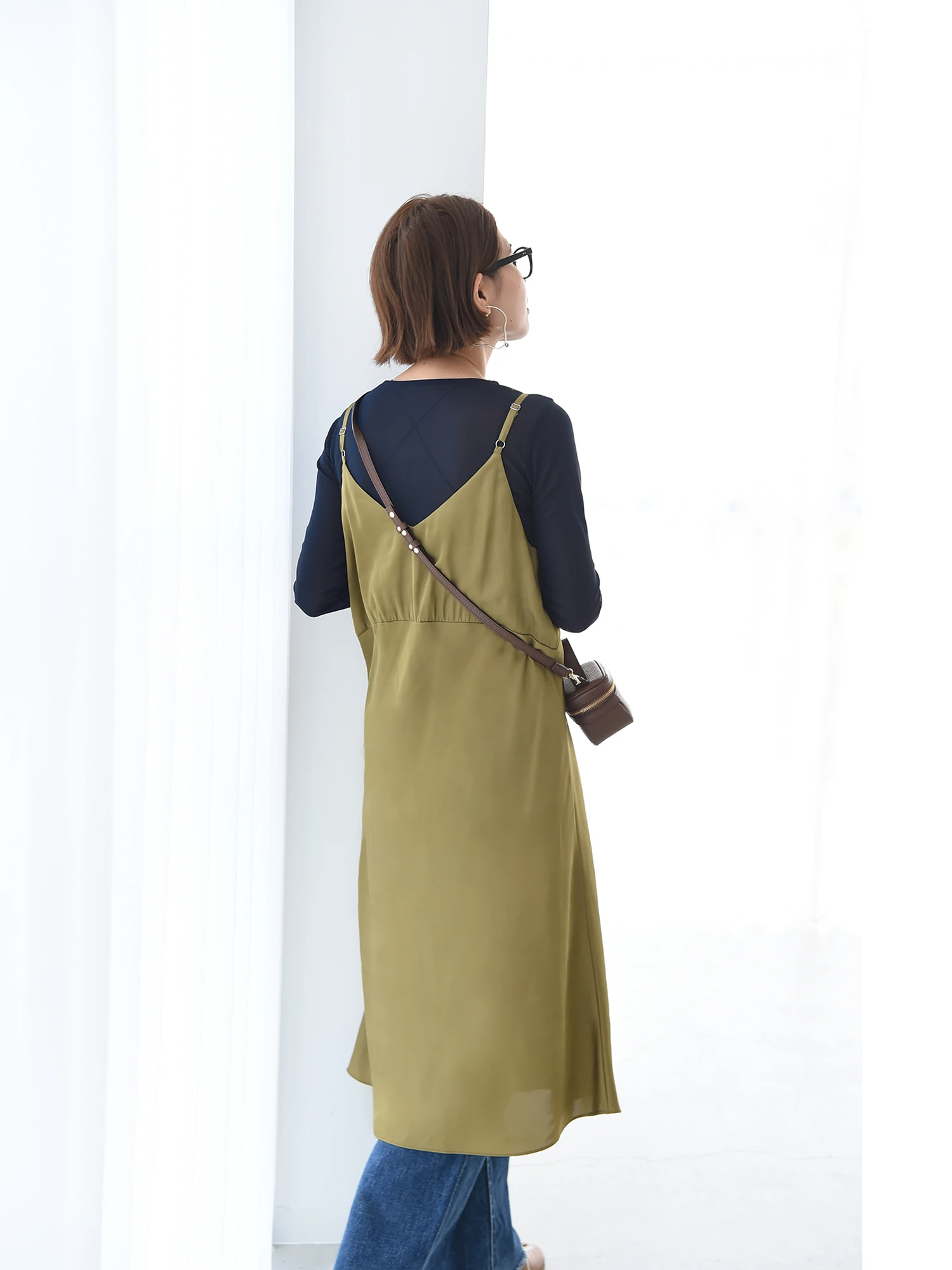 国内配送★Cider★サテン シャーリング ミディ キャミ ドレス Satin Dresses - Cider
