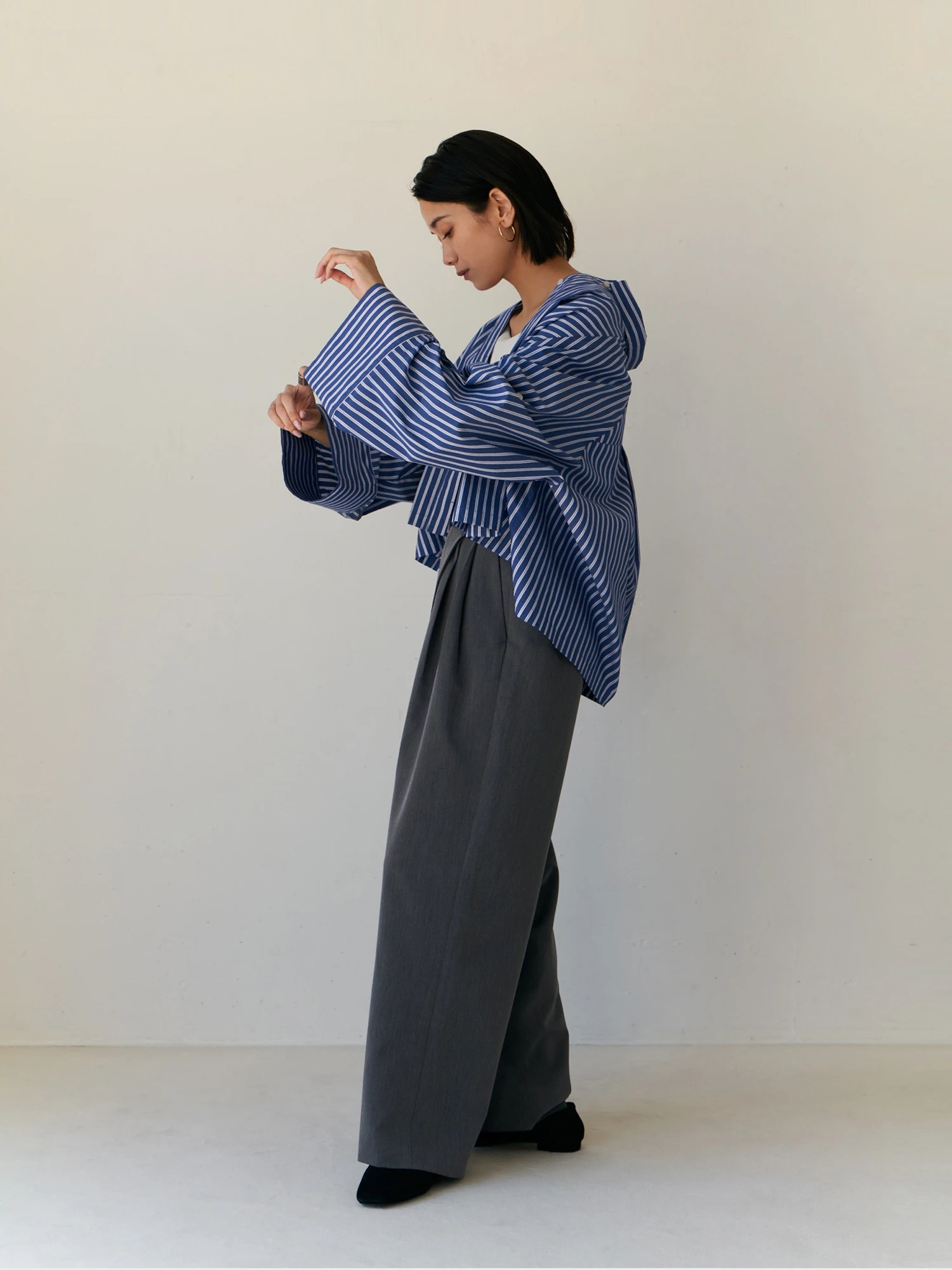 BrownandStreet ブラウンアンドストリート ストライプ ブラウス ストライプクロップドシャツ / Brown&Street（ブラウンアンド