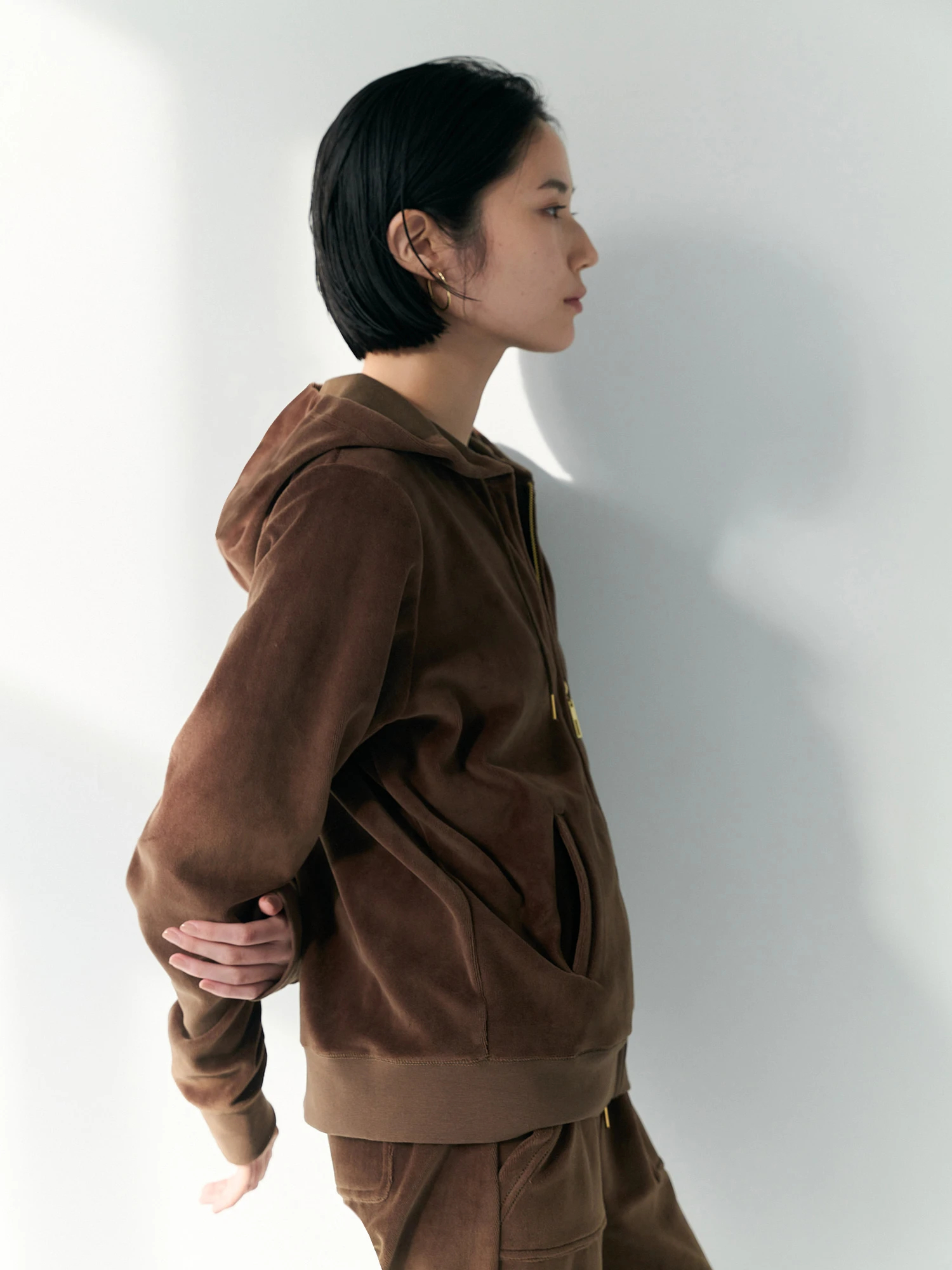 ベロアラウンジパーカー【セットアップ対応】 / Brown&Street