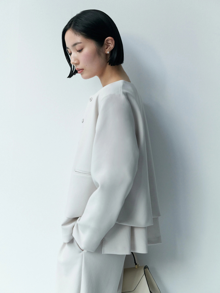 専用　Stunnin ノーカラージャケット ウールシルクピンドット ノーカラージャケット｜ニューヨーカー