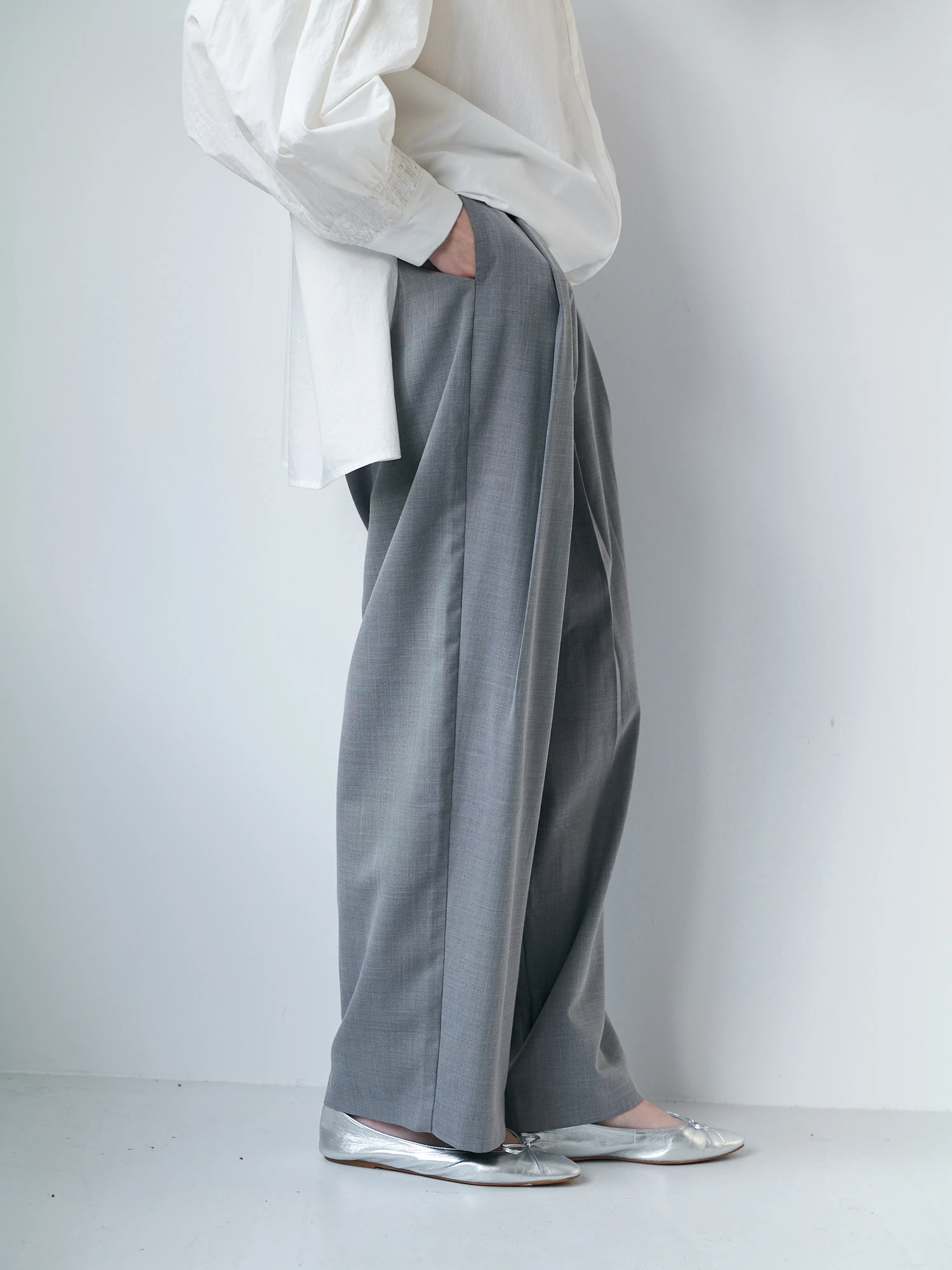 Fashiru ブラウン　タックワイドコットンパンツ サイズ2 tucked wide cotton pants / 2size / 3color | F A