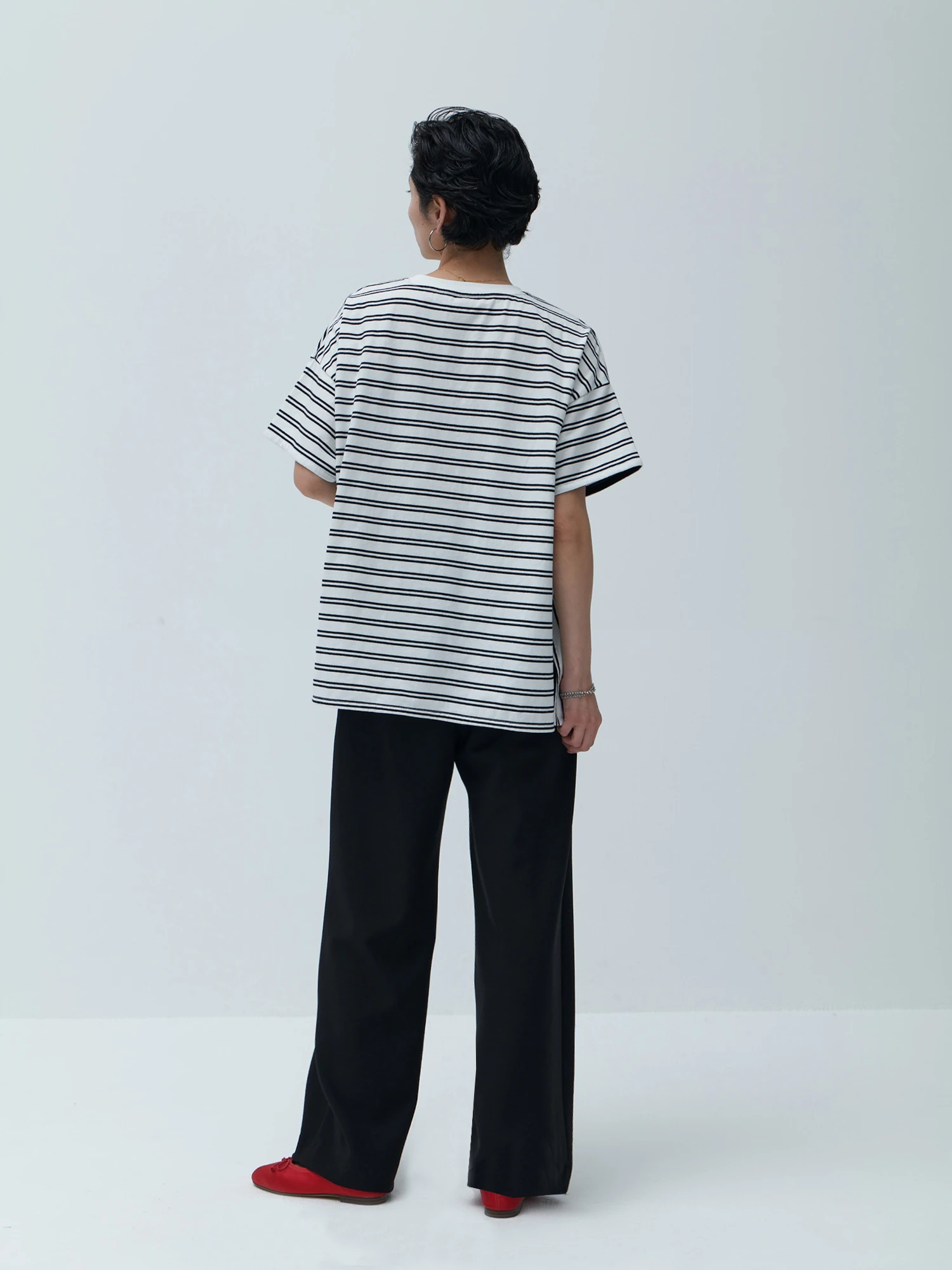 アシンメトリーペプラムボーダーT / Brown&Street（ブラウンアンド