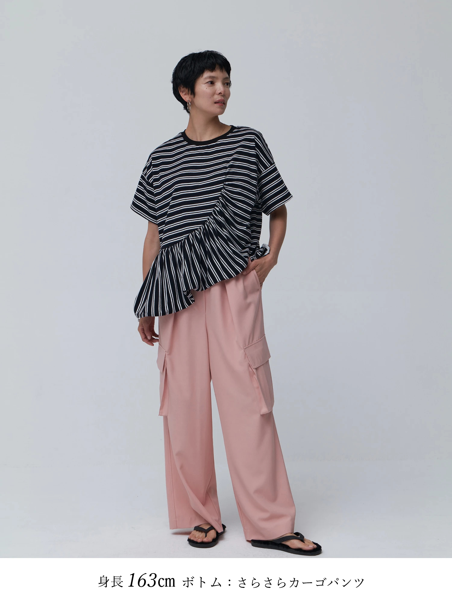 tシャツ アシンメトリーペプラムボーダーT レディース Brown&Street｜アシンメトリーペプラムボーダーT | Rakuten
