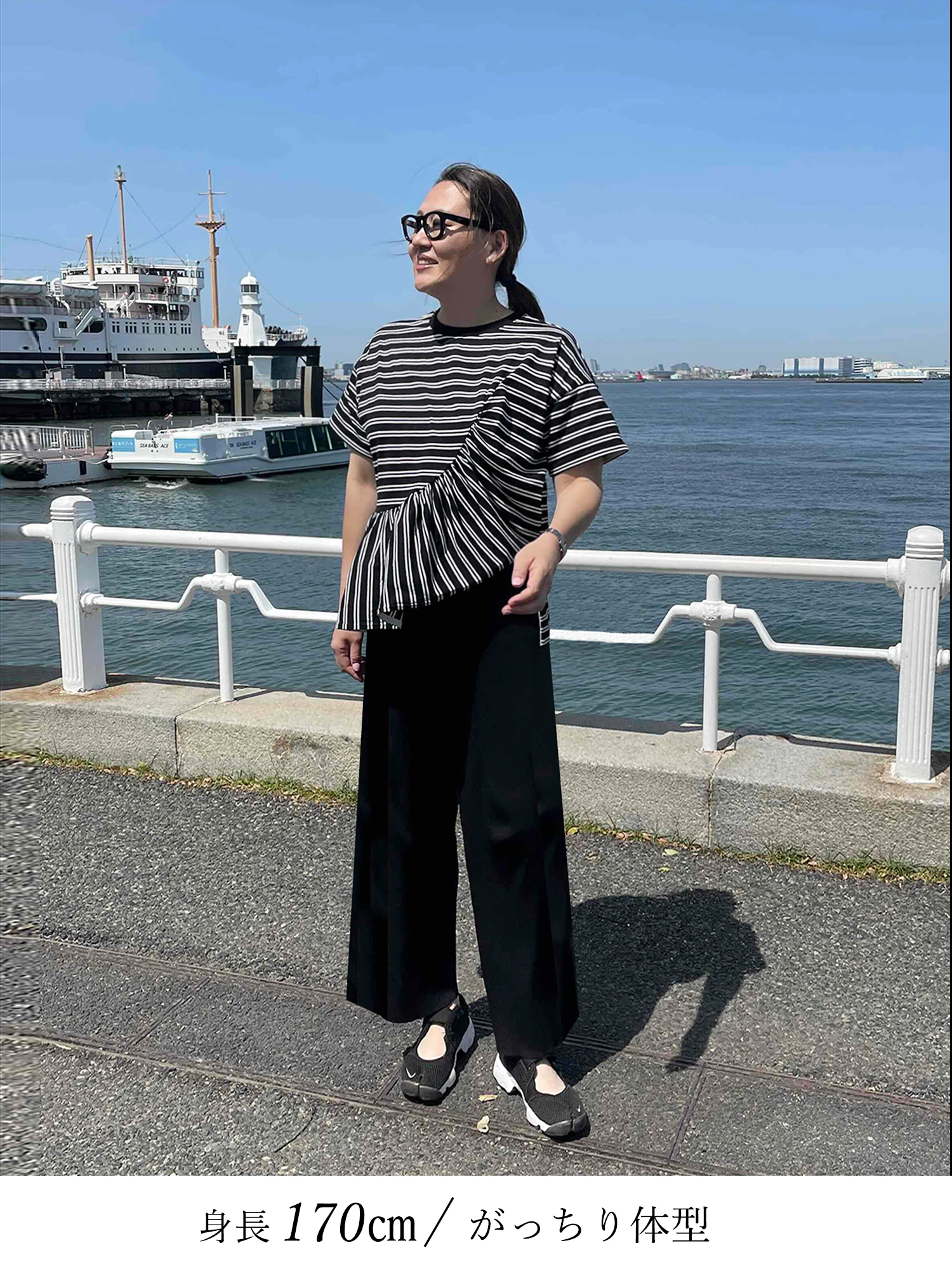 tシャツ アシンメトリーペプラムボーダーT レディース Brown&Street｜アシンメトリーペプラムボーダーT | Rakuten