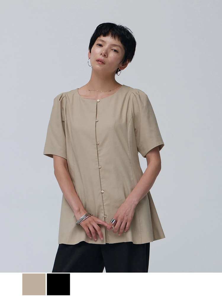 Brown&Street(ブラウンアンドストリート) |リネン混ウエストライントップス