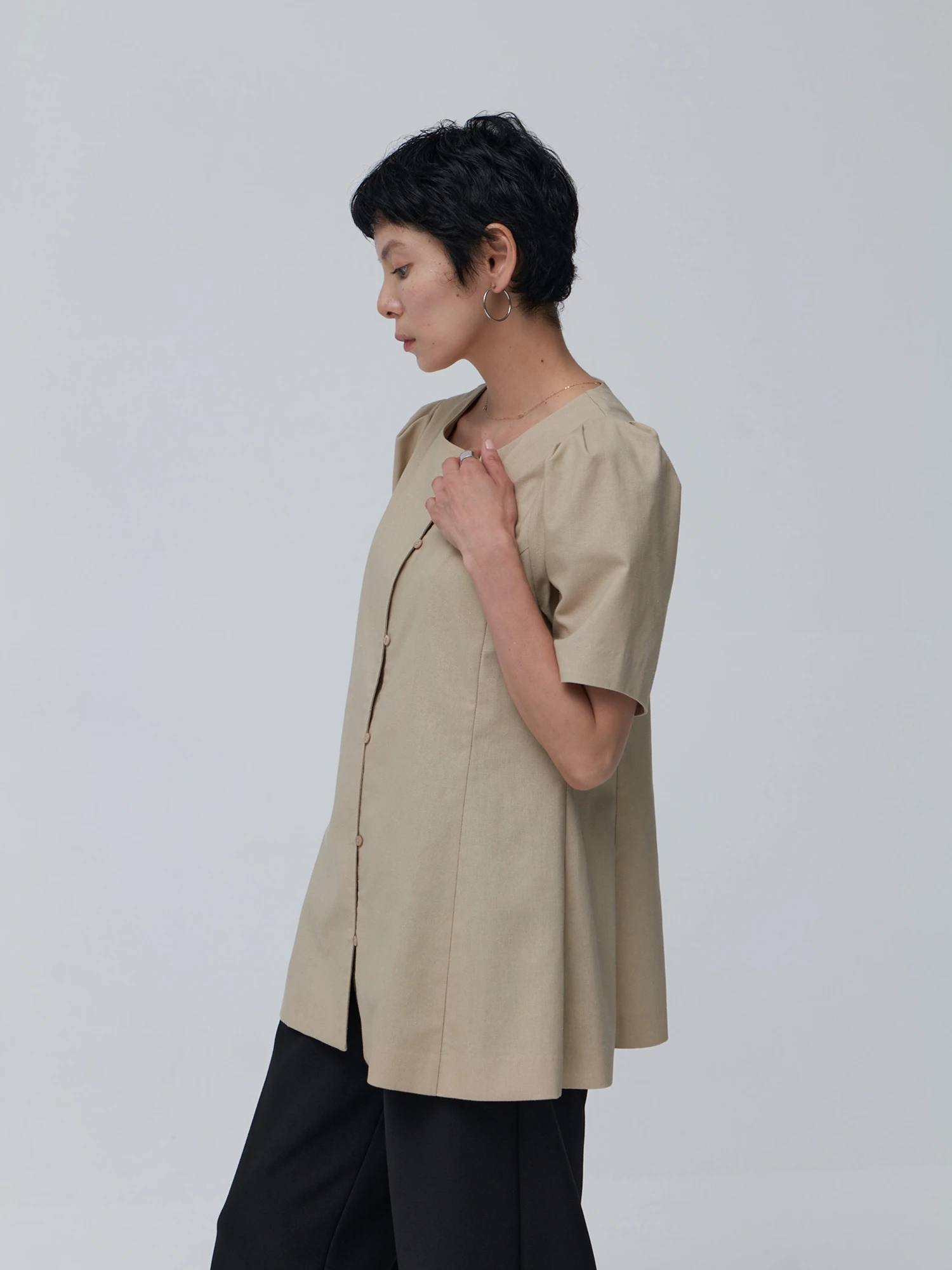 ブラウス シャツ リネン混ウエストライントップス レディース リネン混ウエストライントップス / Brown&Street（ブラウン