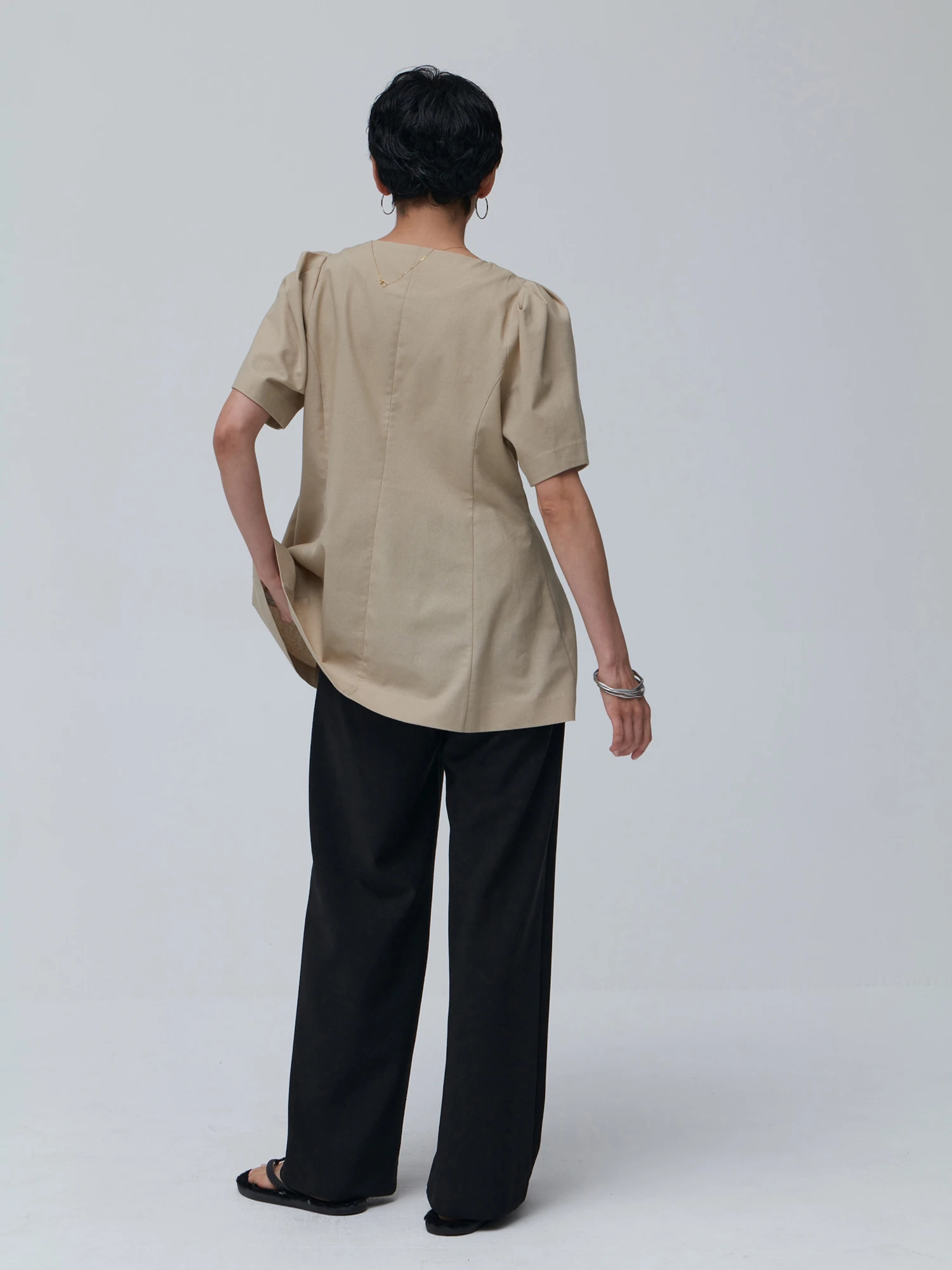 ブラウス シャツ リネン混ウエストライントップス レディース リネン混ウエストライントップス / Brown&Street（ブラウン