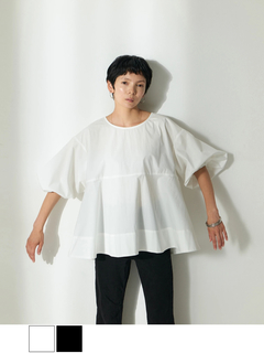 Brown&Street フロートスリーブTシャツ カットソー レディース ブラック 黒 フレア 半袖 トップス 丸首 おしゃれ 新品 フロートスリーブTシャツ / Brown&Street（ブラウンアンド