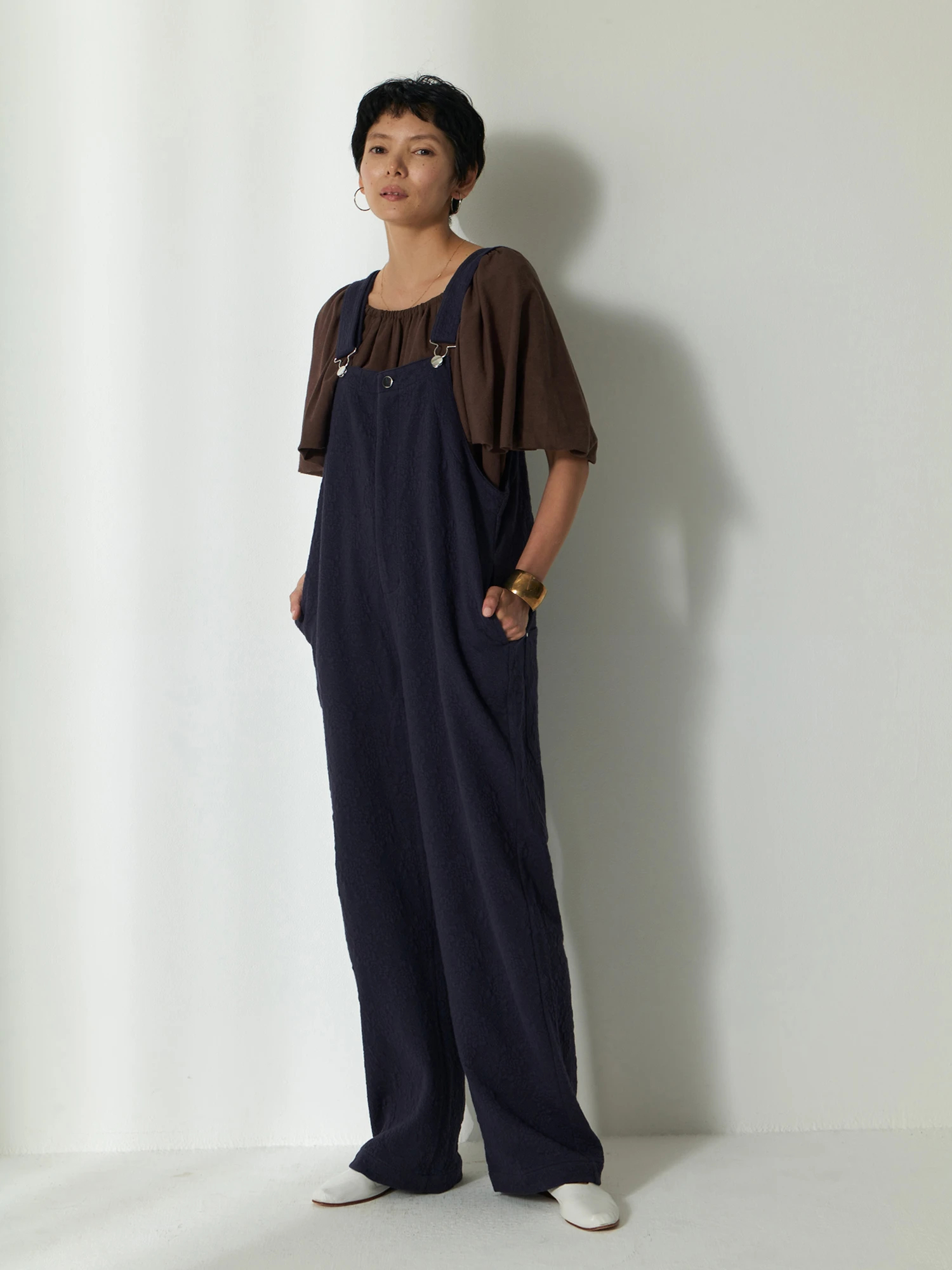 Brown and Street サロペット ジャガードフラワーオーバーオール / Brown&Street（ブラウン