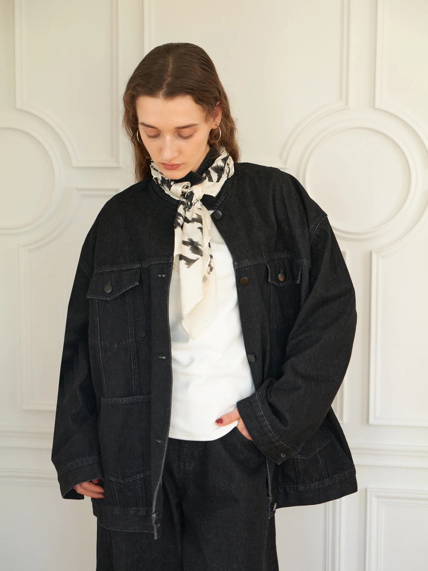 ム*教様 ダークデニム オーバーサイズジャケット ム*教様 ダークデニム オーバーサイズジャケット オーバーサイズカラー