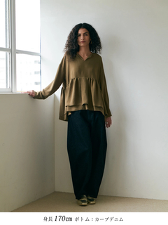 Brown&Street(ブラウンアンドストリート) |【抜け感シルエット】 キーネックペプラムトップス