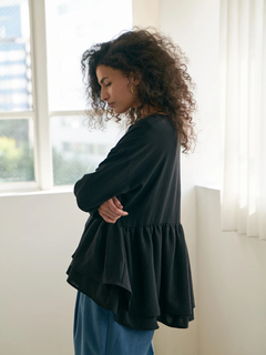 Brown&Street(ブラウンアンドストリート) |【抜け感シルエット】 キーネックペプラムトップス