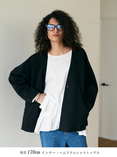 Brown&Street(ブラウンアンドストリート) |【軽やかな“大人の羽織り”】Ｖネックカットソージャケット