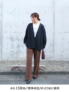 Brown&Street(ブラウンアンドストリート) |【軽やかな“大人の羽織り”】Ｖネックカットソージャケット