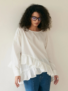 Brown&Street(ブラウンアンドストリート) |【腰まわりカバー】ヘムフリルシャツトップス