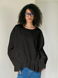 Brown&Street(ブラウンアンドストリート) |【腰まわりカバー】ヘムフリルシャツトップス