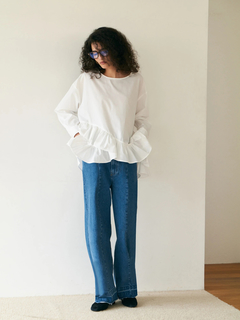 Brown&Street(ブラウンアンドストリート) |【腰まわりカバー】ヘムフリルシャツトップス