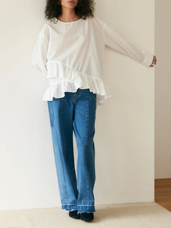 Brown&Street(ブラウンアンドストリート) |【腰まわりカバー】ヘムフリルシャツトップス