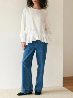 Brown&Street(ブラウンアンドストリート) |【腰まわりカバー】ヘムフリルシャツトップス