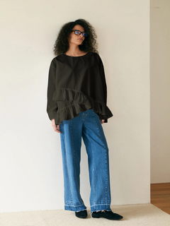 Brown&Street(ブラウンアンドストリート) |【腰まわりカバー】ヘムフリルシャツトップス