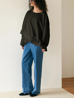 Brown&Street(ブラウンアンドストリート) |【腰まわりカバー】ヘムフリルシャツトップス