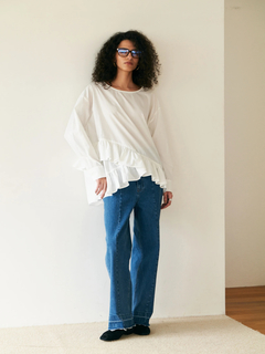 Brown&Street(ブラウンアンドストリート) |【腰まわりカバー】ヘムフリルシャツトップス