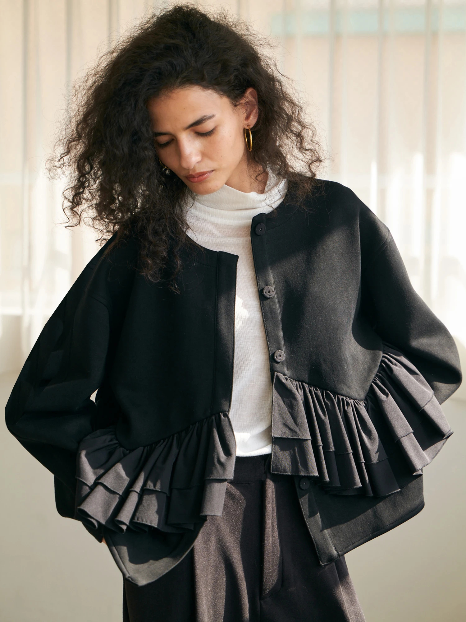 着映え・腰回りカバー】フリルポンチジャケット / Brown&Street