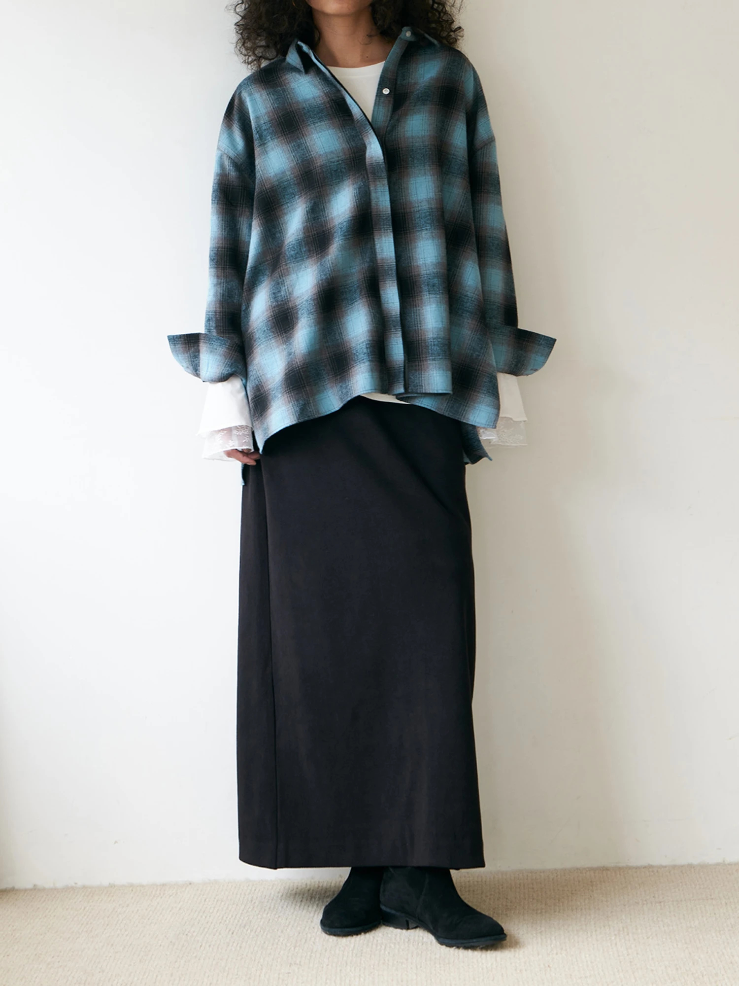 ワイドなサイズ/長めの着丈】フランネルチェックシャツ / Brown&Street