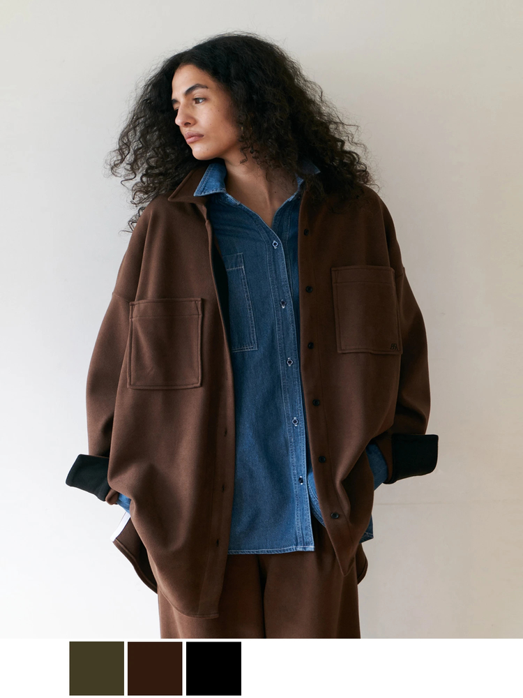 Brown&Street(ブラウンアンドストリート) |【暖かい/体型カバー】フリースオーバーサイズシャツ