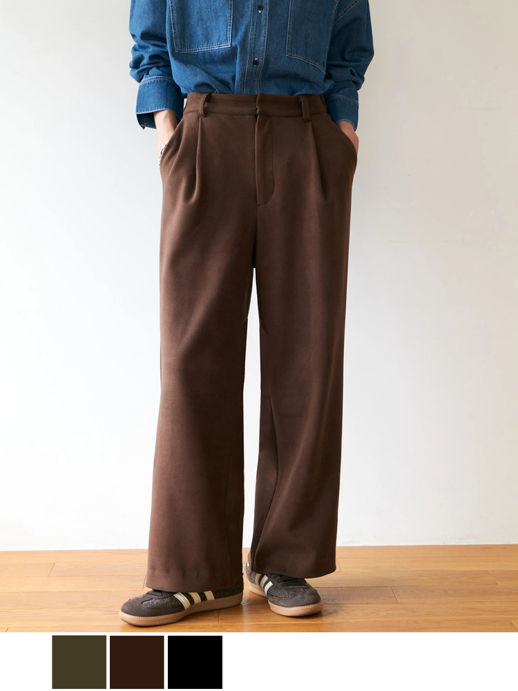 Brown&Street(ブラウンアンドストリート) |【暖かい/美脚】フリースセミストレートパンツ