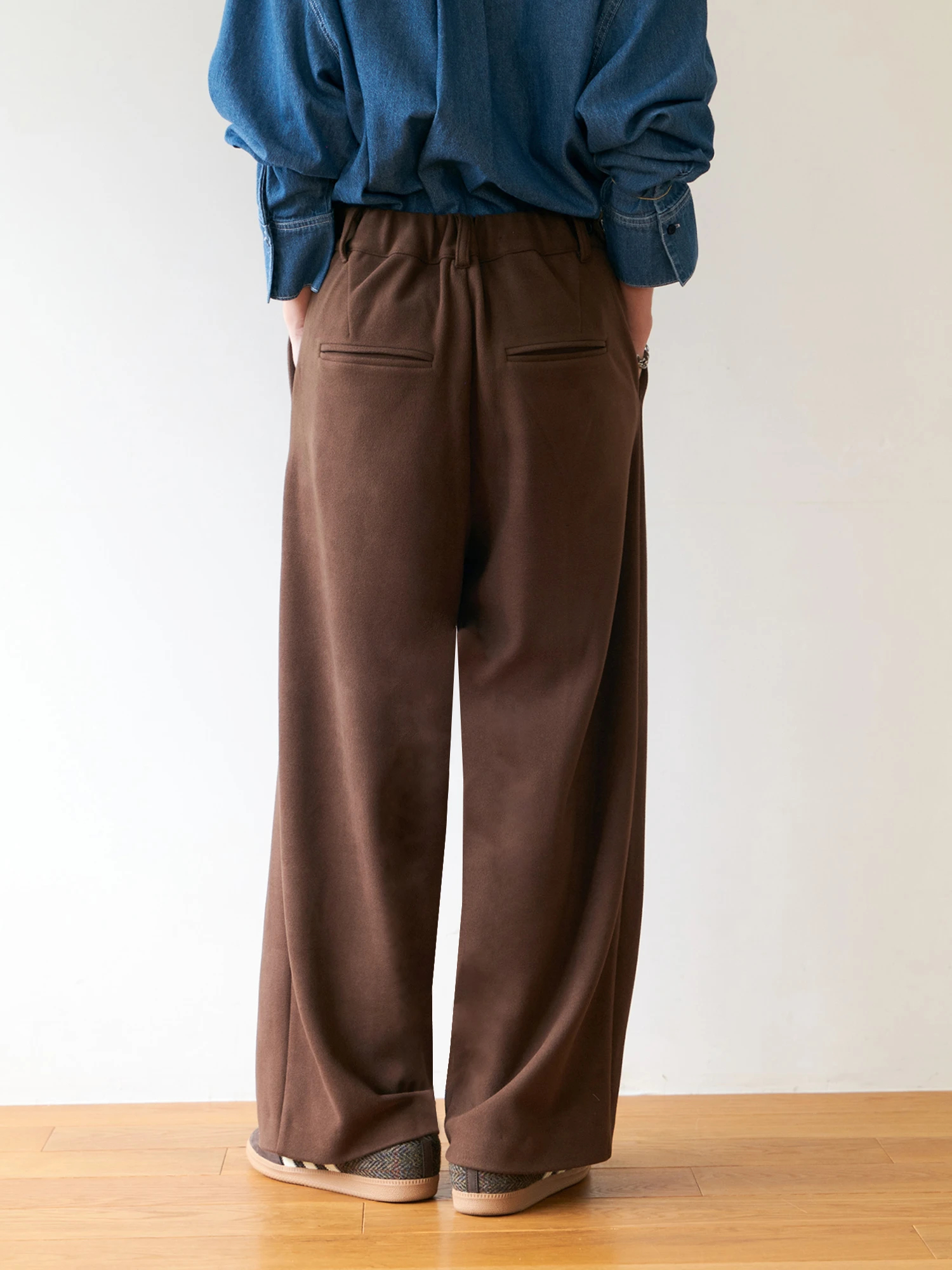 暖かい/美脚】フリースセミストレートパンツ / Brown&Street（ブラウン