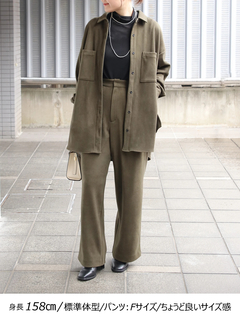 Brown&Street(ブラウンアンドストリート) |【暖かい/美脚】フリースセミストレートパンツ