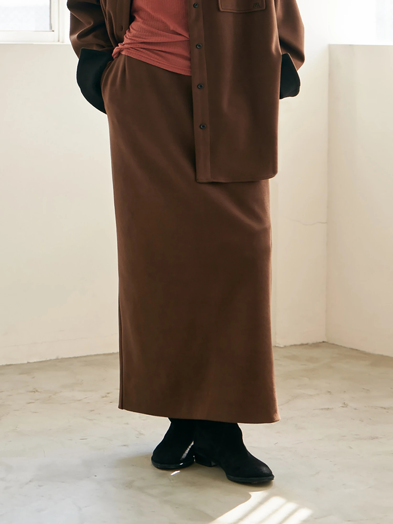 BEARDSLEY ブラウン タイトスカート サイズ1 プロポーションボディドレッシング PROPORTION BODY DRESSING タック