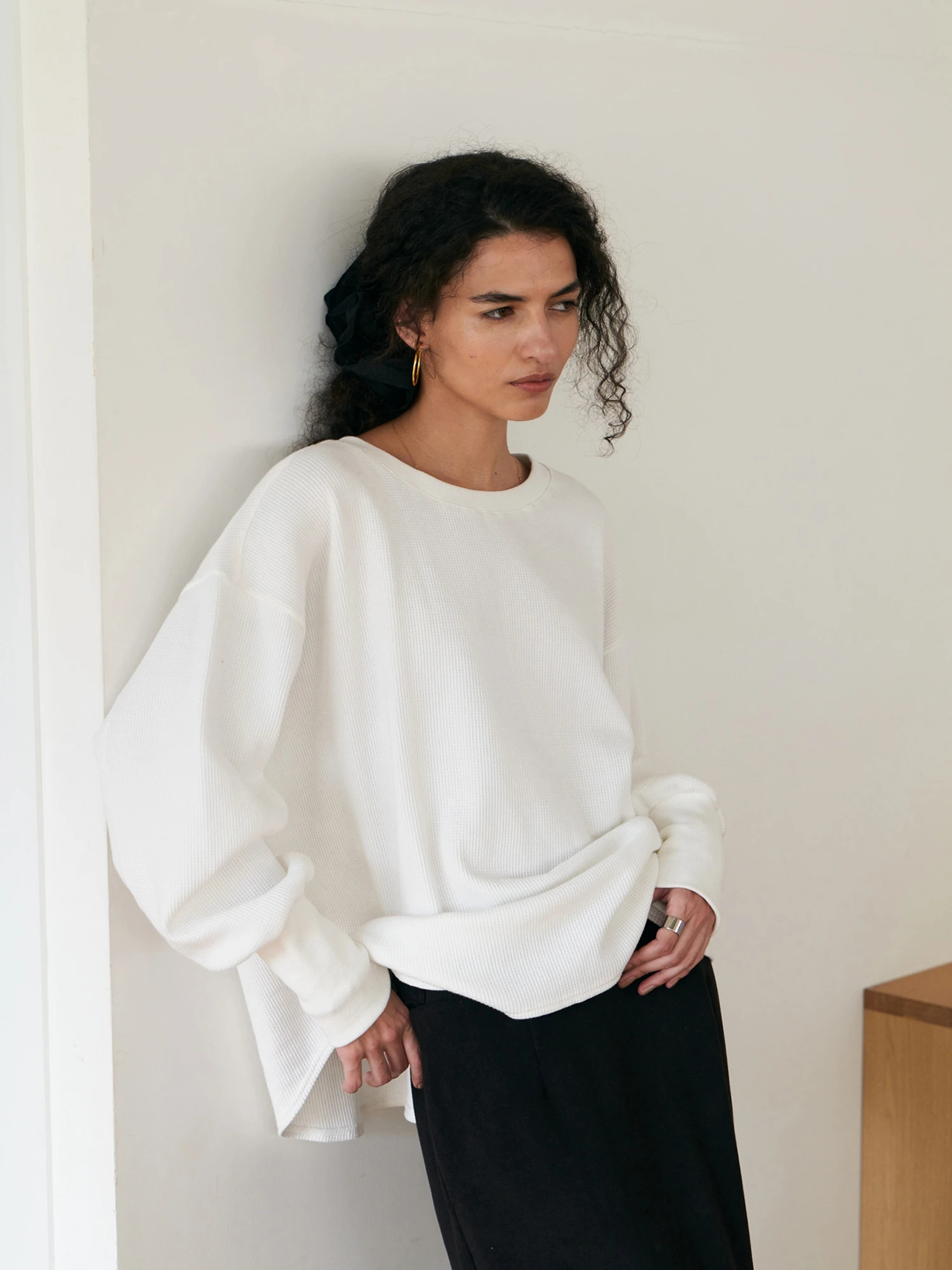 長め丈/デイリーウェア】オーバーワッフルトップス / Brown&Street