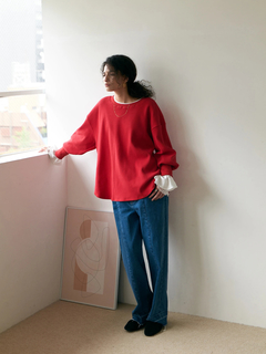 Brown&Street(ブラウンアンドストリート) |【長め丈/デイリーウェア】オーバーワッフルトップス