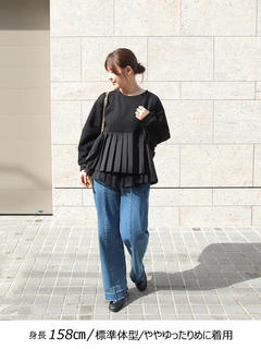 Brown&Street(ブラウンアンドストリート) |【体型カバー/スタイルアップ】プリーツレイヤードぺプラム