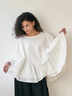 Brown&Street(ブラウンアンドストリート) |【腰回りカバー】アングルラインぺプラムトップス