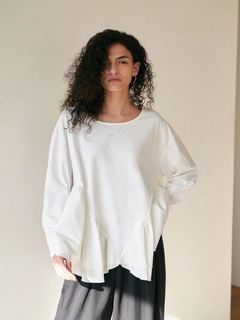 Brown&Street(ブラウンアンドストリート) |【腰回りカバー】アングルラインぺプラムトップス