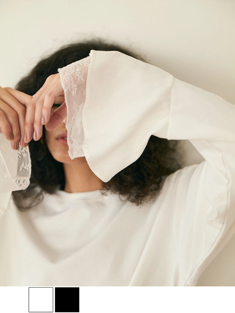 Brown&Street(ブラウンアンドストリート) |【レイヤードに映える】レースフレアカフロンT