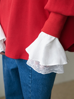 Brown&Street(ブラウンアンドストリート) |【レイヤードに映える】レースフレアカフロンT