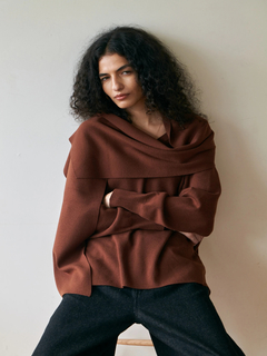 Brown&Street(ブラウンアンドストリート) |【暖かい/気持ち良い】モイストタッチストール付きニット