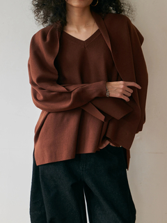 Brown&Street(ブラウンアンドストリート) |【暖かい/気持ち良い】モイストタッチストール付きニット