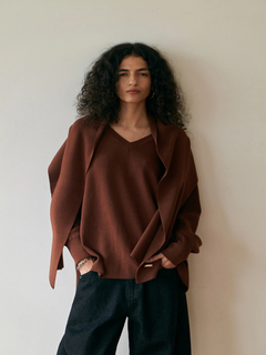 Brown&Street(ブラウンアンドストリート) |【暖かい/気持ち良い】モイストタッチストール付きニット