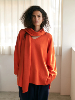 Brown&Street(ブラウンアンドストリート) |【暖かい/気持ち良い】モイストタッチストール付きニット