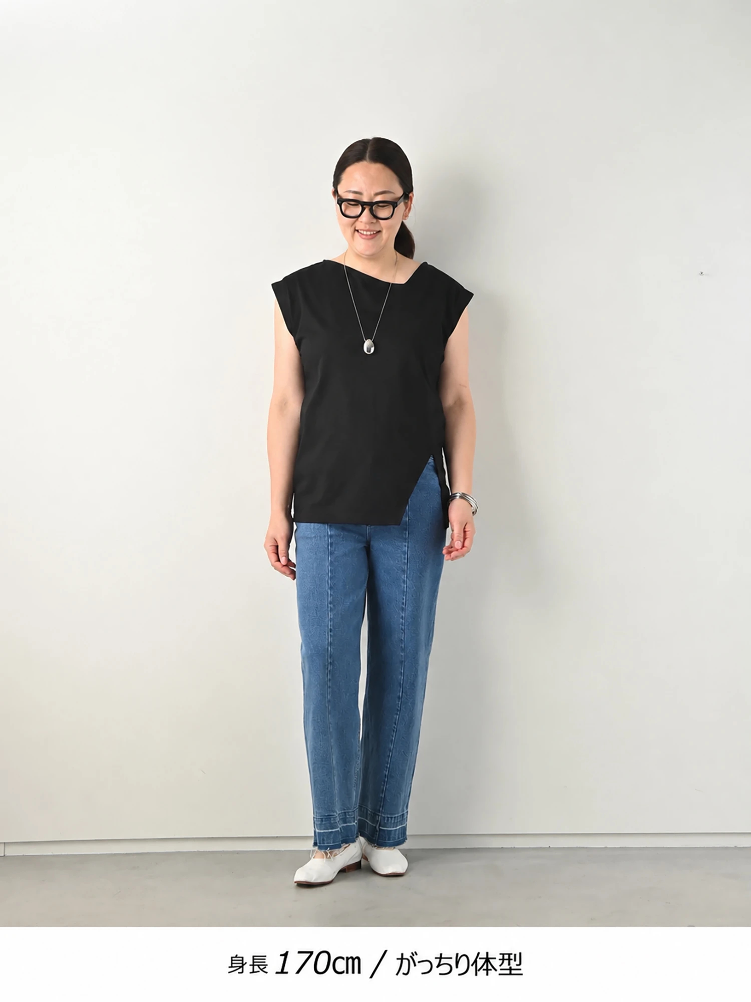 小顔見え】アシンメトリーカットトップス / Brown&Street（ブラウン
