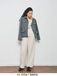 Brown&Street(ブラウンアンドストリート) |【きちんと見え】ラウンドカラーツイードジャケット